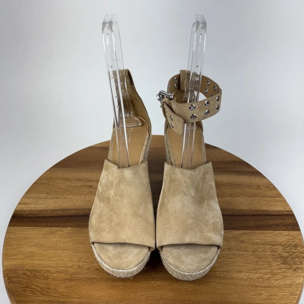 Womens Rag & and Bone Anteros Beige Suede Wedge Espadrille Suede Shoes Size 41